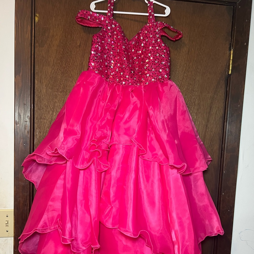 SOLD - Charming Pink Kids Pageant Dress with Sequined Bodice